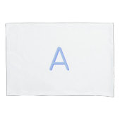 Blaue und weiße moderne Monogramm-Pillowcase Kissenbezug (Vorderseite-Links)
