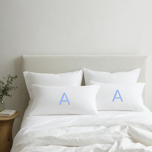 Blaue und weiße moderne Monogramm-Pillowcase Kissenbezug