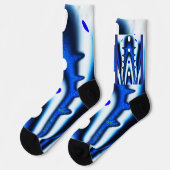 Blaue und weiße Mond Socken (Linkes Detail)