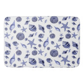 Blaue und weiße Muscheln Badematte (Vorderseite)