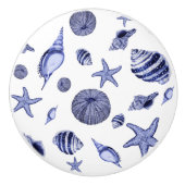 Blaue und weiße Muscheln Keramikknauf (Vorderseite)