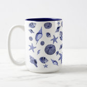 Blaue und weiße Muscheln Zweifarbige Tasse (Links)