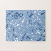 Blaue und weiße Musiknoten Random Muster Puzzle (Horizontal)