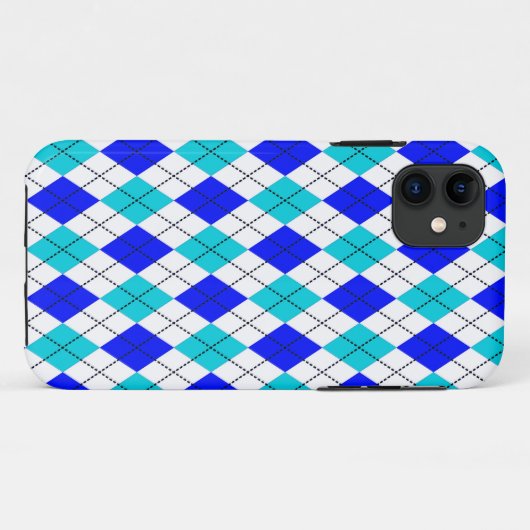 Blaue und weiße Nahtlose Raute Case-Mate iPhone Hülle (Rückseite (Horizontal))