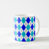 Blaue und weiße Nahtlose Raute Kaffeetasse (VorderseiteRechts)