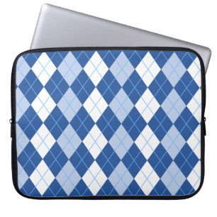Blaue und weiße Nahtlose Raute Laptopschutzhülle