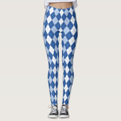 Blaue und weiße Nahtlose Raute Leggings (Vorderseite)