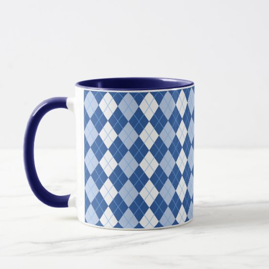 Blaue und weiße Nahtlose Raute Tasse (Links)