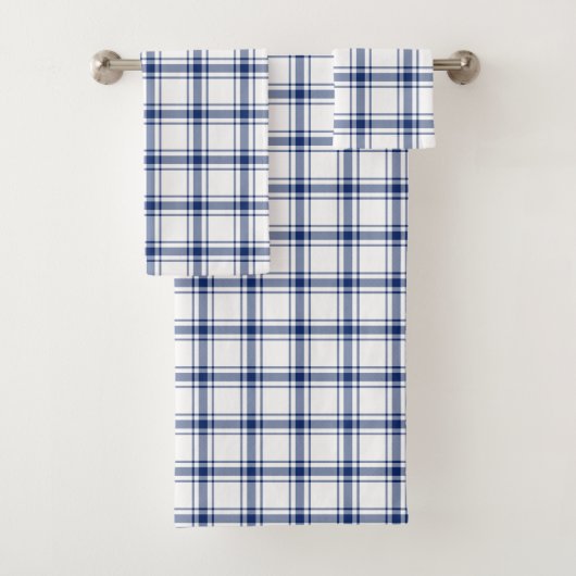 Blaue und weiße Nautikplaid Badhandtuch Set (Insitu)