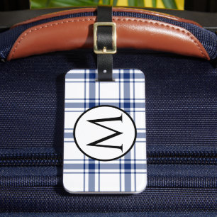 Blaue und weiße Nautikplaid Gepäckanhänger