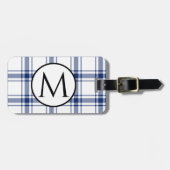 Blaue und weiße Nautikplaid Gepäckanhänger (Vorderseite horizontal)