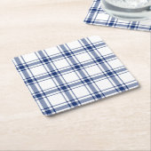Blaue und weiße Nautikplaid Rechteckiger Pappuntersetzer (angewinkelt)
