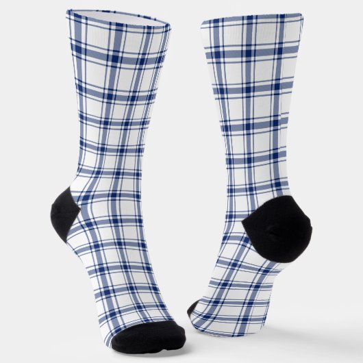 Blaue und weiße Nautikplaid Socken (Gewinkelt)