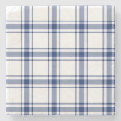 Blaue und weiße Nautikplaid Steinuntersetzer (Vorderseite)