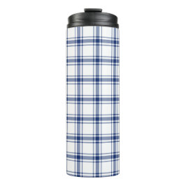 Blaue und weiße Nautikplaid Thermosbecher