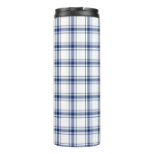 Blaue und weiße Nautikplaid Thermosbecher (Rückseite)
