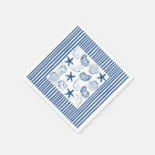 Blaue und weiße Nautikstreifen und Muscheln Serviette (Ecke)