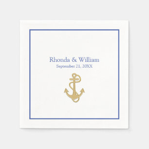 Blaue und weiße Nautische Hochzeit Serviette
