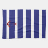 Blaue und weiße nautischstreifen mit rotem Anker Handtuch (Horizontal)