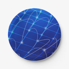 Blaue und weiße Netzwerkverbindungen Pappteller