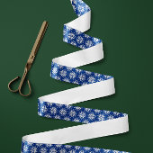 Blaue und weiße nordische Schneeflockenmuster Satinband