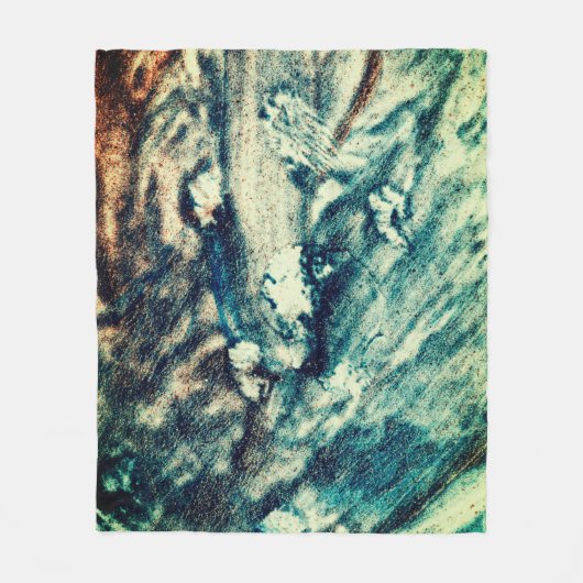 Blaue und weiße Ozeanwellen Fleecedecke (Vorderseite)