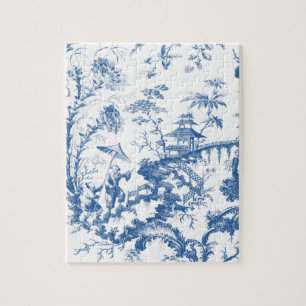 Blaue und weiße Pagode im chinesischen Stil Vintag Puzzle
