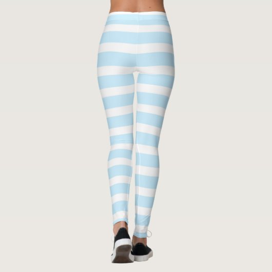 Blaue und weiße Pastellstreifen Leggings (Rückseite)
