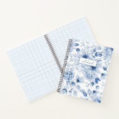 Blaue und weiße Peonys und Blüten Wasserfarbe Notizblock (Innenseite)