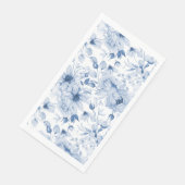 Blaue und weiße Peonys und Blüten Wasserfarbe Serviette (Ecke)