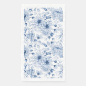Blaue und weiße Peonys und Blüten Wasserfarbe Serviette (Vorderseite)