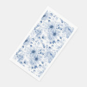 Blaue und weiße Peonys und Blüten Wasserfarbe Serviette (Ecke)