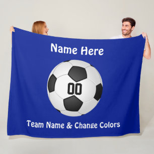 Blaue und weiße personalisierte Fußballthrow-Decke Fleecedecke