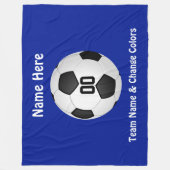 Blaue und weiße personalisierte Fußballthrow-Decke Fleecedecke (Vorderseite)