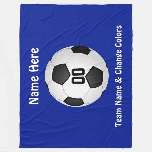 Blaue und weiße personalisierte Fußballthrow-Decke Fleecedecke (Vorderseite)