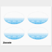 Blaue und weiße Pfeifen mit Zeitungspapier-Hinterg Ovaler Aufkleber (Blatt)