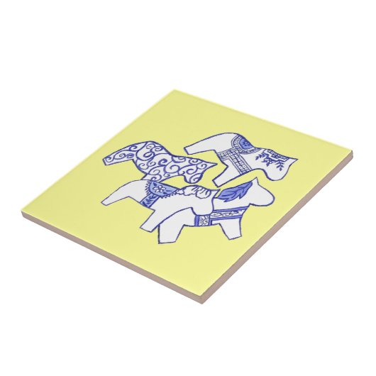 Blaue und weiße Pferde Fliese (Seite)