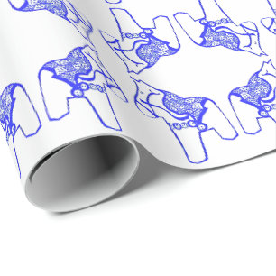 Blaue und Weiße Pferde Geschenkpapier