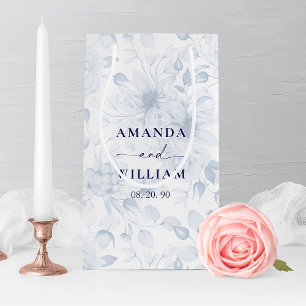 Blaue und weiße Pfingstrosen und Blüten Aquarell Kleine Geschenktüte
