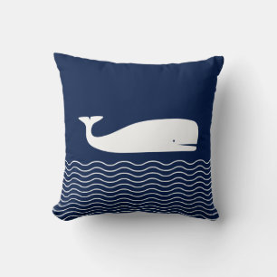 Blaue und weiße Pilze, Wal, Kaukraut, Kinderzimmer Kissen