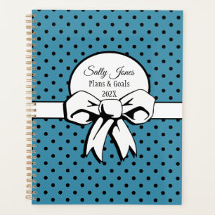 Blaue und weiße Polka Dosen mit Personalisiertem B Planer