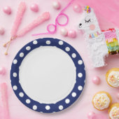 Blaue und weiße Polka-Dot-Muster Pappteller (Party)