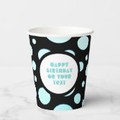 Blaue und weiße Polka Dots Moderne Kreise Pappbecher (Rückseite)