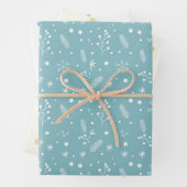 Blaue und weiße Polka-Punkte, blaue Schneeflocken, Geschenkpapier Set (Beispiel)