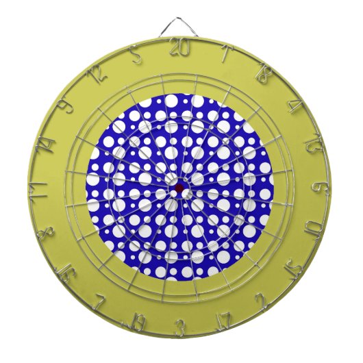 blaue und weiße Polka-Punkte Dartscheibe (vorne)
