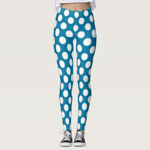 Blaue und weiße Polka-Punkte Leggings