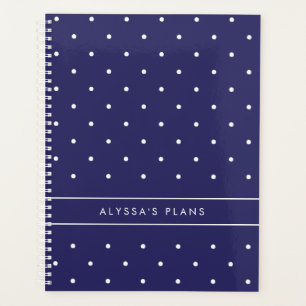 Blaue und weiße Polka-Punkte Planer