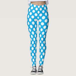 Blaue und weiße Polka-Punktmuster Leggings