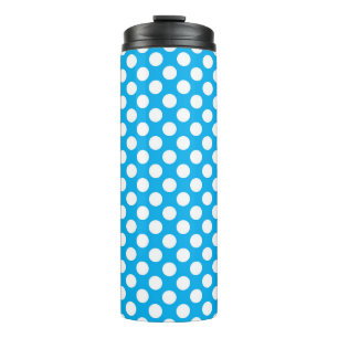 Blaue und weiße Polka-Punktmuster Thermosbecher