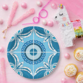 💙 🤍 Blaue und weiße Porto Azulejos, Pappteller (Party)